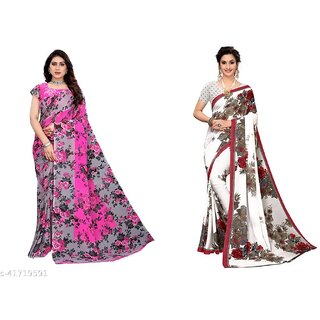                       SVB Sarees Multicolor Art Silk Printed Sarees Pack Of 2 Saree                                              