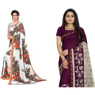 SVB Sarees Multicolor Art Silk Printed Sarees Pack Of 2 Saree SVB Sarees Multicolor Art Silk Printed Sarees Pack Of 2 Saree