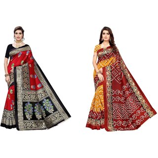 SVB Sarees Multicolor Art Silk Printed Sarees Pack Of 2 Saree SVB Sarees Multicolor Art Silk Printed Sarees Pack Of 2 Saree