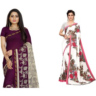 SVB Sarees Multicolor Art Silk Printed Sarees Pack Of 2 Saree SVB Sarees Multicolor Art Silk Printed Sarees Pack Of 2 Saree