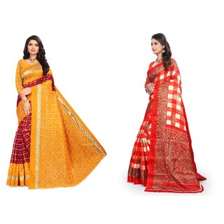 SVB Sarees Multicolor Art Silk Printed Sarees Pack Of 2 Saree SVB Sarees Multicolor Art Silk Printed Sarees Pack Of 2 Saree