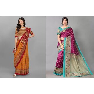 SVB Sarees Multicolor Art Silk Printed Sarees Pack Of 2 Saree SVB Sarees Multicolor Art Silk Printed Sarees Pack Of 2 Saree