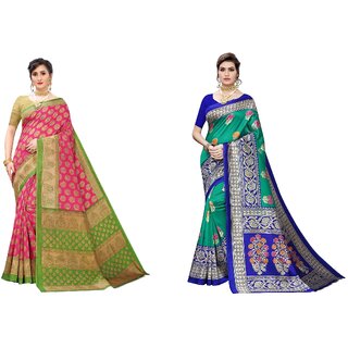                       SVB Sarees Multicolor Art Silk Printed Sarees Pack Of 2 Saree                                              