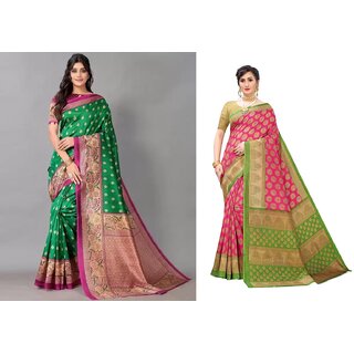 SVB Sarees Multicolor Art Silk Printed Sarees Pack Of 2 Saree SVB Sarees Multicolor Art Silk Printed Sarees Pack Of 2 Saree