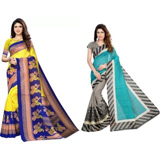                       SVB Sarees Multicolor Art Silk Printed Sarees Pack Of 2 Saree                                              