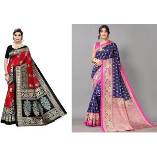 SVB Sarees Multicolor Art Silk Printed Sarees Pack Of 2 Saree SVB Sarees Multicolor Art Silk Printed Sarees Pack Of 2 Saree