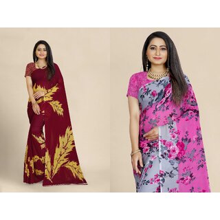 SVB Sarees Multicolor Art Silk Printed Sarees Pack Of 2 Saree SVB Sarees Multicolor Art Silk Printed Sarees Pack Of 2 Saree