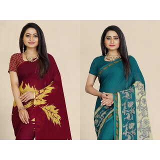                       SVB Sarees Multicolor Art Silk Printed Sarees Pack Of 2 Saree                                              