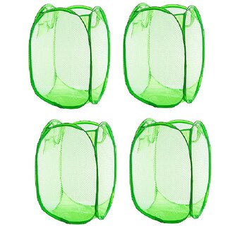                       Winner Full Size Rectangular  Foldable Green Laundry Basket - Laundry Bag Pack of 4 (lxbxh - 36X36X58 Cm)4000118-04                                              
