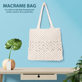sapis Women's Designs Macrame Shoulder/Tote Bag White