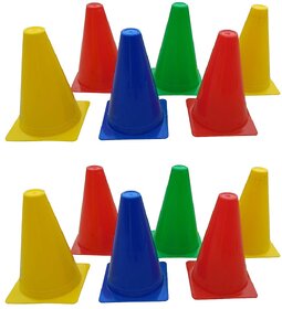 Cabrio 6 inch Plastic Cone Marker Set for Football Cricket Training Agility Cones pack of 12