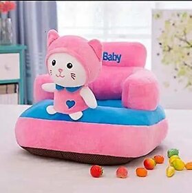 Kids wonders Imported Velvet Kids Sofa Comfortable Soft Plush Cushion Sofa Seat | Rocking Chair for Kids (Kitty)  - 30 cm (Pink)
