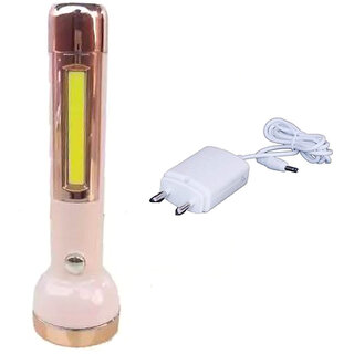 JYSUPER JY-1703 Plastic Rechargeable LED Torch Light and 1 COB Side Flashlight with Charger