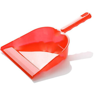 Mannat Plastic Dust Pan with Long Handle/Dust Pan Collector for Home  Office(Pack of 1,Red)