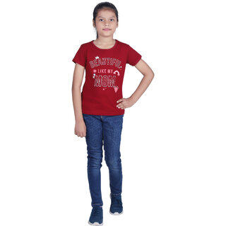                       Kid Kupboard Regular-Fit Girl's Cotton T-Shirt Maroon, Half-Sleeves, Pack of 1                                              