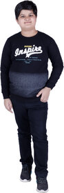 Kid Kupboard Regular Boys Cotton Sweatshirt Dark Black, Full-Sleeves, Pack of 1