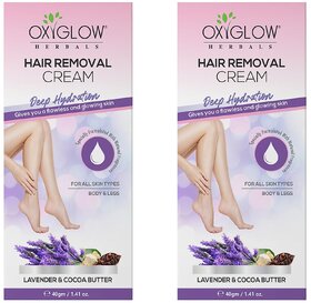 OXYGLOW HERBALS Lavender  Cocoa Butter Hair Removal Cream 40GmAll Skin TypeBodyLegs(PO2) Cream  (80 g, Set of 2)