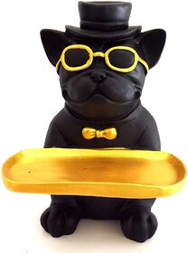 Beautiful Black Pug Dog Table Planter for Home Decore by Veryhom