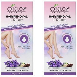 OXYGLOW HERBALS Lavender  Cocoa Butter Hair Removal Cream 40GmAll Skin TypeBodyLegs(PO2) Cream  (80 g, Set of 2)