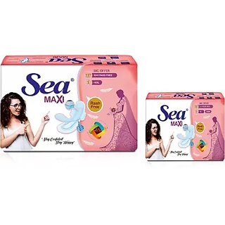                       Sea Pack of 21 XXL Anti Bacterial,Rashes Free Cottony Soft Sanitary Pads for Women With Premium Quality Sanitary Pad  (P                                              