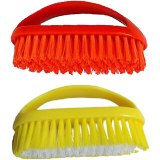 Clothes Washing Brush with Full Handle - Red,Yellow Set of 2 Clothes Washing Brush with Full Handle - Red,Yellow Set of 2