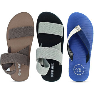                       OLIVER WALK Sandal - Flip Flop For Men - Set of 3                                              