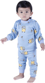 Kid Kupboard Regular-Fit Baby Boys Cotton Babysuit Sky Blue, Full-Sleeves, Pack of 1