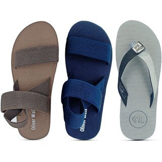                       OLIVER WALK Sandals - Slipper Stylish For Men Pack of 3                                              