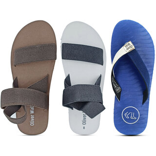                       OLIVER WALK Casual Men's Sandals - Flip Flop Pack of 3                                              