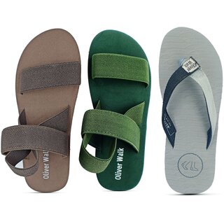                       OLIVER WALK Men Slipper - Sandal Set of 3                                              