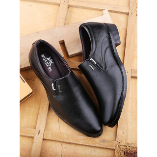                       Woakers Men Black Slip-On Formal Shoes                                              