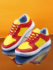 Woakers Men Yellow-Red Lace-up Casual Shoes