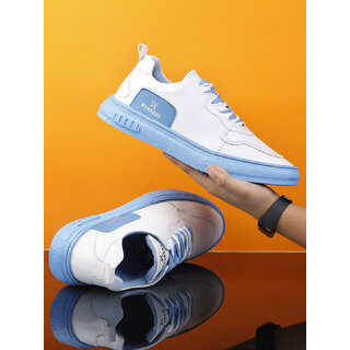                       Woakers Men White-Blue Lace-up Casual Shoes                                              