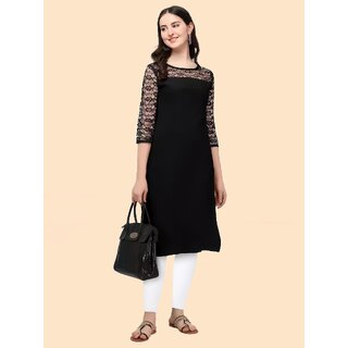                       ZELZIS Women Crepe A-line Stright Kurti                                              