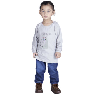 Kid Kupboard Regular-Fit Boy's Cotton Sweatshirt Light Grey, Full-Sleeves, Pack of 1