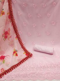 Sharda Creation Pink Georgette Embroidered Unstitched Dress