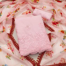 Sharda Creation Pink Georgette Embroidered Unstitched Dress