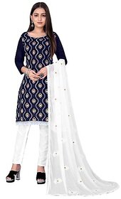 Sharda Creation Blue Polycotton Embroidered Unstitched Dress