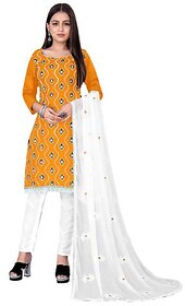 Sharda Creation Yellow Polycotton Embroidered Unstitched Dress