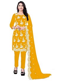 Sharda Creation Yellow Georgette Embroidered Unstitched Dress