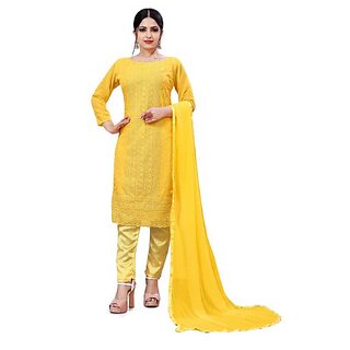                       Sharda Creation Pink Georgette Embroidered Unstitched Dress                                              