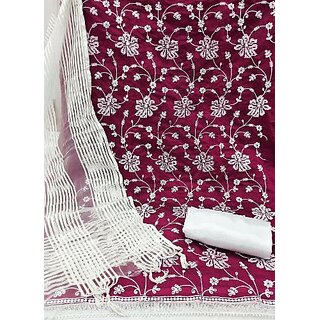                       Sharda Creation Multicolor Chanderi Embroidered Unstitched Dress                                              