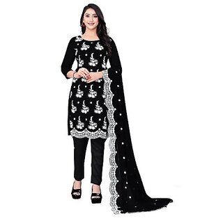 Sharda Creation Black Georgette Embroidered Unstitched Dress