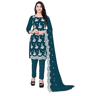                       Sharda Creation Multicolor Georgette Embroidered Unstitched Dress                                              
