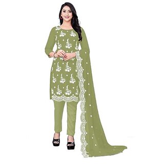                       Sharda Creation Multicolor Georgette Embroidered Unstitched Dress                                              