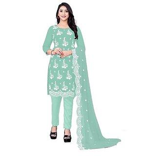                       Sharda Creation Multicolor Georgette Embroidered Unstitched Dress                                              