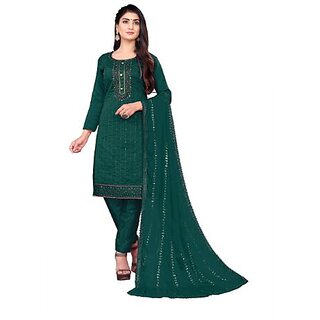                       Sharda Creation Multicolor Chanderi Embroidered Unstitched Dress                                              