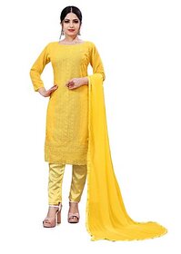 Sharda Creation Yellow Georgette Embroidered Unstitched Dress