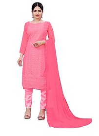 Sharda Creation Pink Georgette Embroidered Unstitched Dress