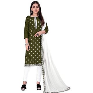                       Sharda Creation Pink Polycotton Embroidered Unstitched Dress                                              